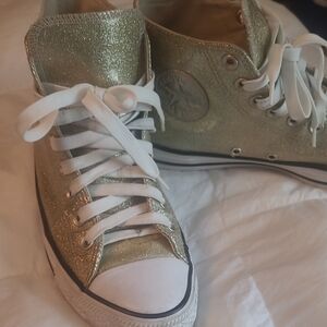 Converse Gold High-Top Sneakers Sparkle